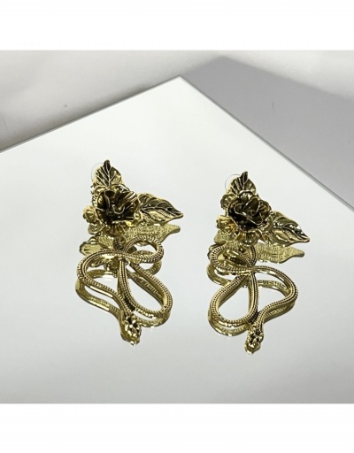 Replica  Fashion Retro Rose Flower Snake Shaped Earrings #800425 $7.85 USD for Wholesale