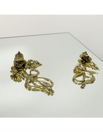 Replica  Fashion Retro Rose Flower Snake Shaped Earrings #800425 $7.85 USD for Wholesale