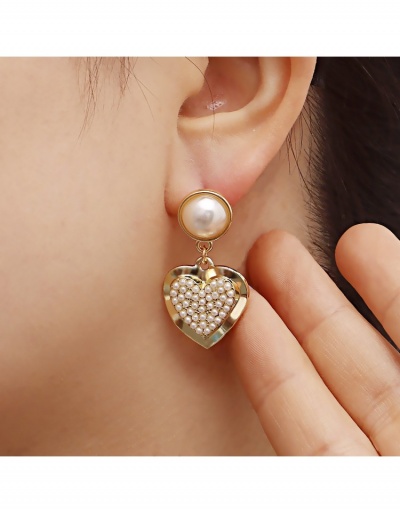 Fashion Heart Faux Pearl Pendant Earrings #800431 $4.16 USD, Wholesale Fashion Earrings