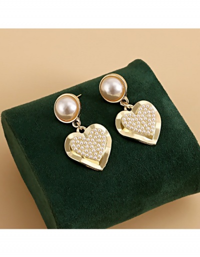 Replica Fashion Heart Faux Pearl Pendant Earrings #800431 $4.16 USD for Wholesale