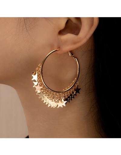  Fashion Simple Golden Circle Five-pointed Star Women's Earrings #800438 $7.18 USD, Wholesale Fashion Earrings