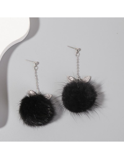 Replica Cute Black Faux Fur Ball Butterfly Earrings #800445 $7.18 USD for Wholesale