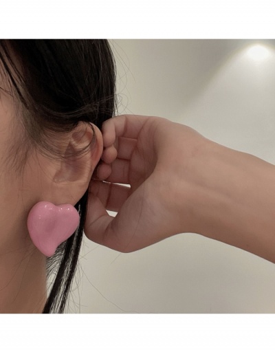 Replica Sweet Pure Color Heart Shaped Earrings #800456 $9.59 USD for Wholesale