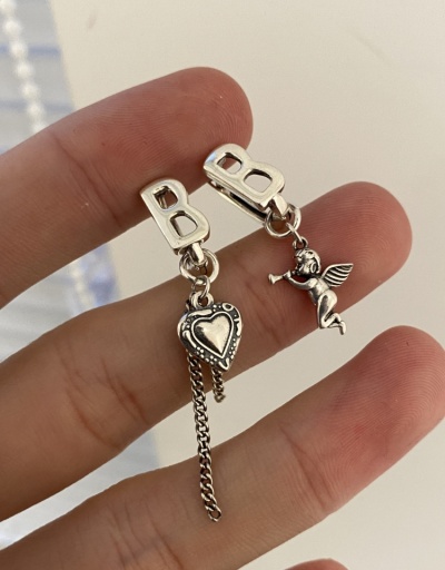 Replica Latest Letter Tassel Heart Angel Pendants Earrings #800465 $6.59 USD for Wholesale