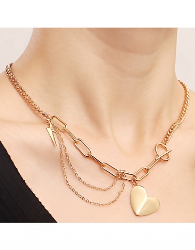 Replica  Punk Style Metal Heart Pendant Necklace #800475 $4.56 USD for Wholesale