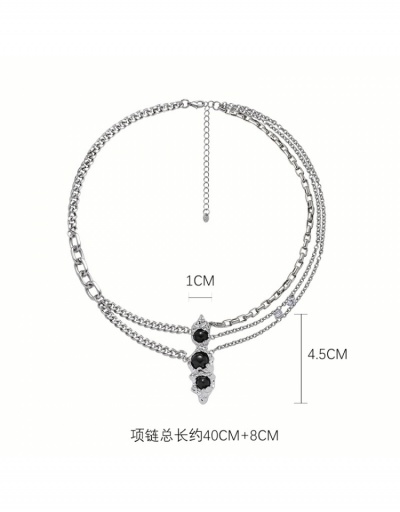 Replica  Luxury Retro Black Gem Decorate Necklace  #800476 $16.90 USD for Wholesale