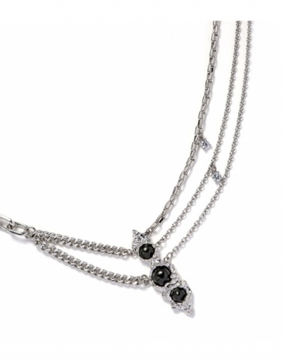 Replica  Luxury Retro Black Gem Decorate Necklace  #800476 $16.90 USD for Wholesale