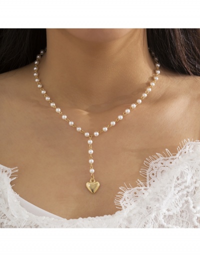 Replica Ladies Faux Pearl Heart Pendant  Necklaces #800477 $6.59 USD for Wholesale