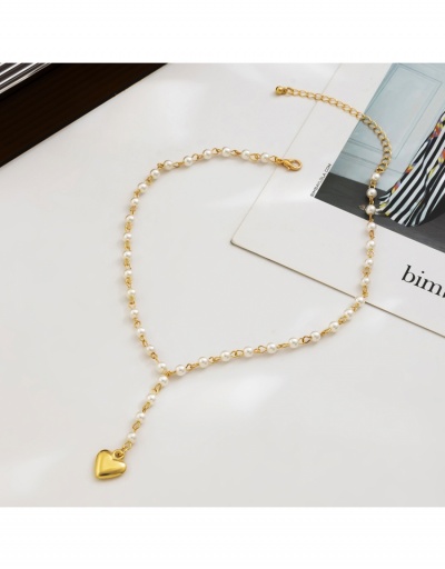 Replica Ladies Faux Pearl Heart Pendant  Necklaces #800477 $6.59 USD for Wholesale