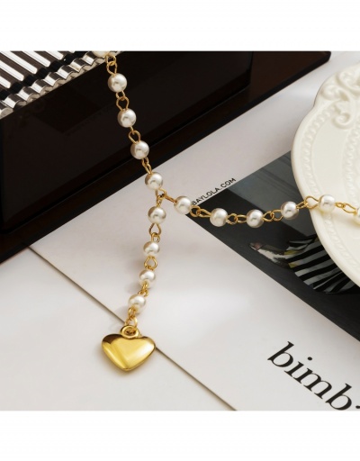 Replica Ladies Faux Pearl Heart Pendant  Necklaces #800477 $6.59 USD for Wholesale