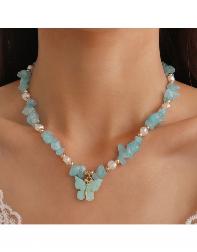 Replica  Contrast Color Butterfly Beaded Necklace For Women #800490 $7.48 USD for Wholesale