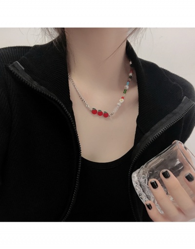 Contrast Color Beaded Titanium Steel Necklace Women #800498 $6.38 USD, Wholesale Fashion Necklaces