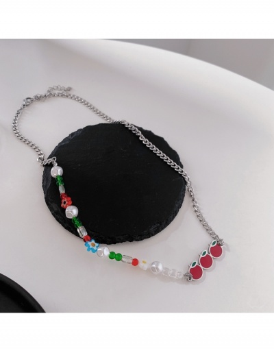 Replica Contrast Color Beaded Titanium Steel Necklace Women #800498 $6.38 USD for Wholesale