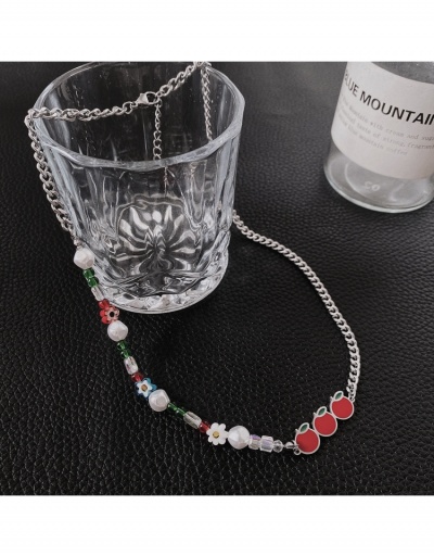 Replica Contrast Color Beaded Titanium Steel Necklace Women #800498 $6.38 USD for Wholesale