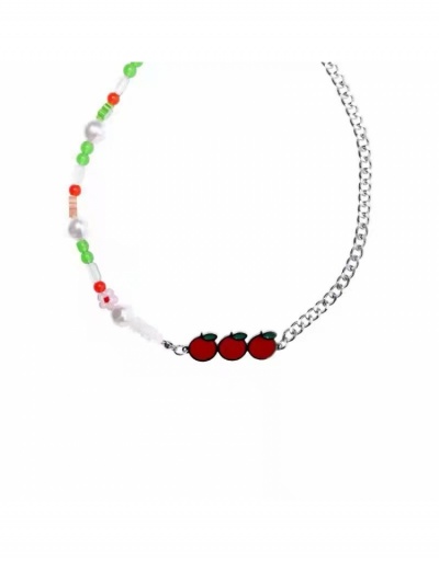 Replica Contrast Color Beaded Titanium Steel Necklace Women #800498 $6.38 USD for Wholesale