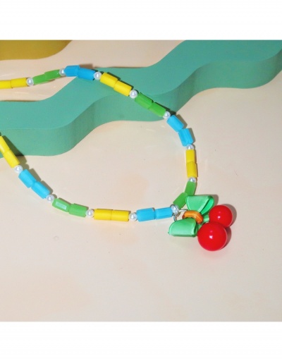 Replica  Colorful Sweet Bow Cherry Choker Necklace #800502 $11.56 USD for Wholesale