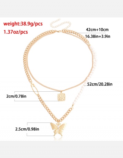 Replica  Punk Style Butterfly Pattern Pearl Pendant Necklace #800509 $5.07 USD for Wholesale