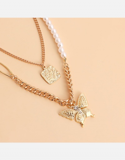 Replica  Punk Style Butterfly Pattern Pearl Pendant Necklace #800509 $5.07 USD for Wholesale