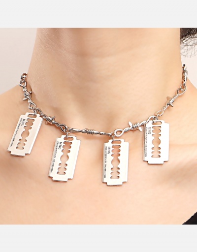   Fashion Thorn Texture Blade Necklace #800511 $4.51 USD, Wholesale Fashion Necklaces