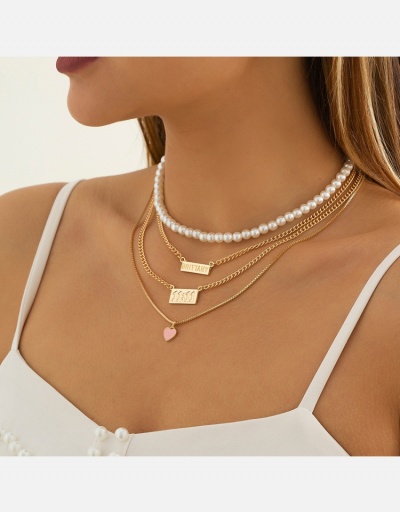 Multi-layered Chain Heart Layered Necklace #800514 $7.59 USD, Wholesale Fashion Necklaces