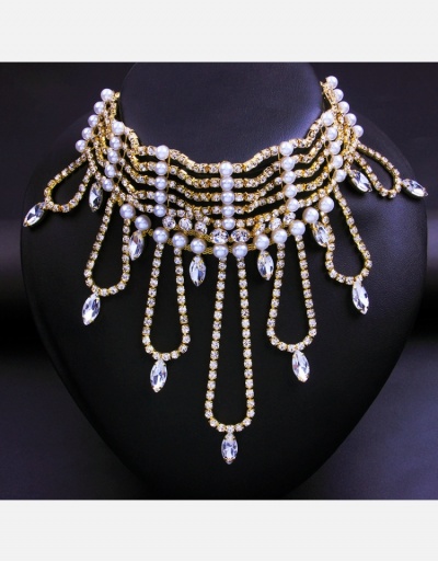 Party Wedding Faux Pearl Rhinestone   Pendant  Necklace #800524 $24.38 USD, Wholesale Fashion Necklaces