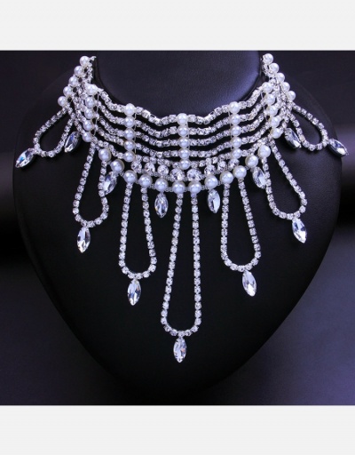 Replica Party Wedding Faux Pearl Rhinestone   Pendant  Necklace #800524 $24.38 USD for Wholesale