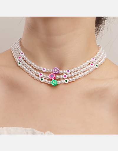  Heart Faux Pearl Flower Design Necklace #800531 $4.40 USD, Wholesale Fashion Necklaces