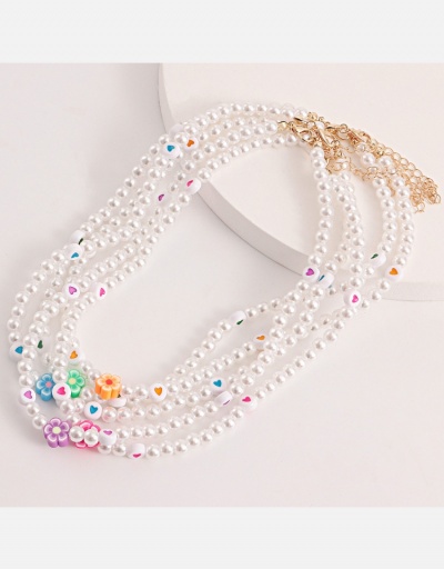 Replica  Heart Faux Pearl Flower Design Necklace #800531 $4.40 USD for Wholesale