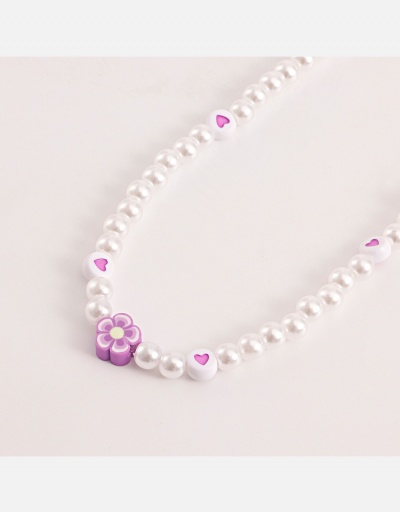 Replica  Heart Faux Pearl Flower Design Necklace #800531 $4.40 USD for Wholesale