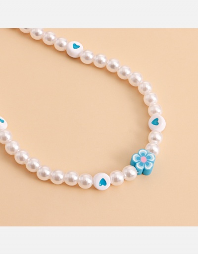 Replica  Heart Faux Pearl Flower Design Necklace #800531 $4.40 USD for Wholesale