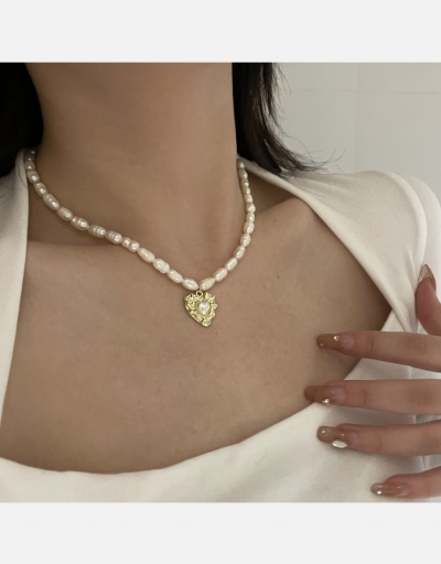 Vintage Baroque Faux Pearl Heart Women's Necklaces #800532 $11.83 USD, Wholesale Fashion Necklaces