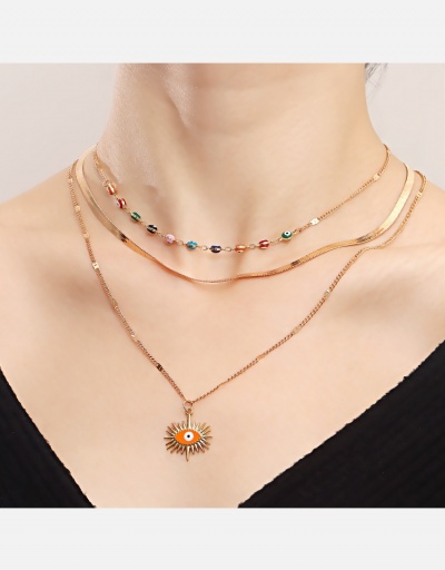  Geometric Pendant Contrast Color Layered Necklace #800538 $5.85 USD, Wholesale Fashion Necklaces