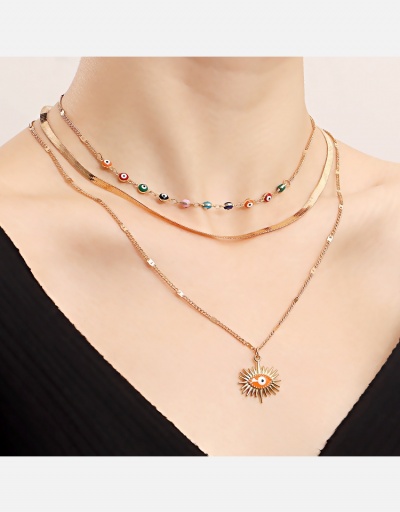 Replica  Geometric Pendant Contrast Color Layered Necklace #800538 $5.85 USD for Wholesale