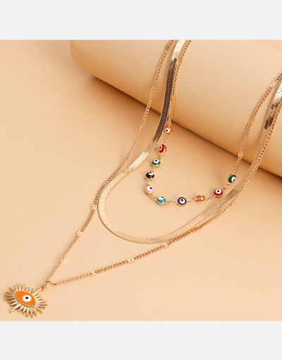 Replica  Geometric Pendant Contrast Color Layered Necklace #800538 $5.85 USD for Wholesale