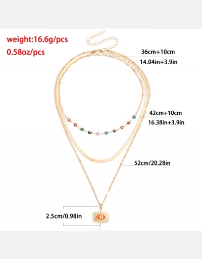 Replica  Geometric Pendant Contrast Color Layered Necklace #800538 $5.85 USD for Wholesale