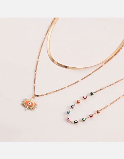 Replica  Geometric Pendant Contrast Color Layered Necklace #800538 $5.85 USD for Wholesale