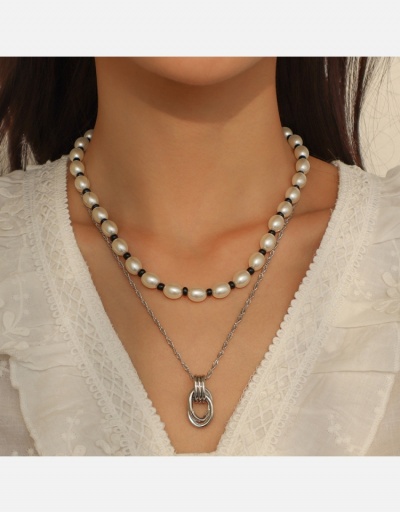 Replica Fashion Ladies Faux Pearl Layered Pendant Necklace #800546 $6.10 USD for Wholesale