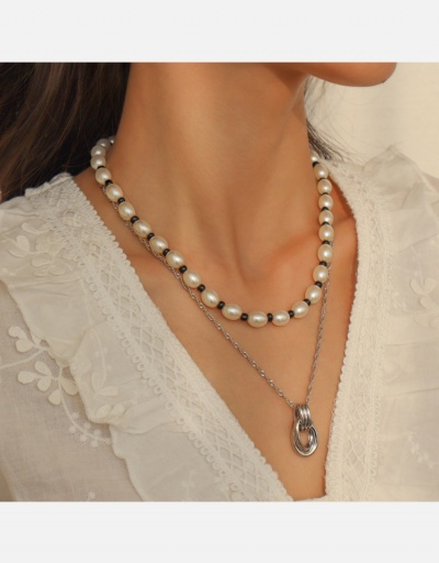 Replica Fashion Ladies Faux Pearl Layered Pendant Necklace #800546 $6.10 USD for Wholesale