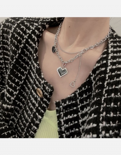 Replica Cool Hip Hop Sense Black Heart Chain Necklace #800550 $7.85 USD for Wholesale