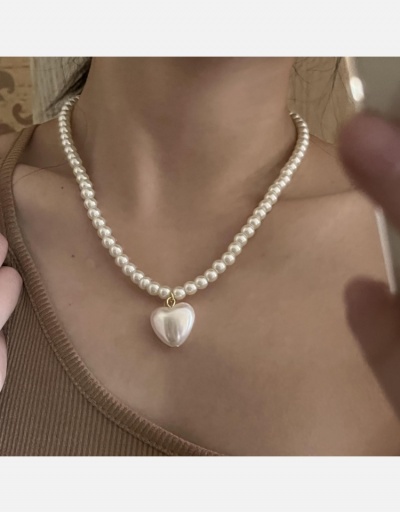  Heart Faux Pearl Sweet Pendant Necklace #800556 $7.48 USD, Wholesale Fashion Necklaces