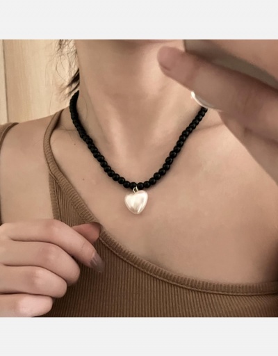 Replica  Heart Faux Pearl Sweet Pendant Necklace #800556 $7.48 USD for Wholesale