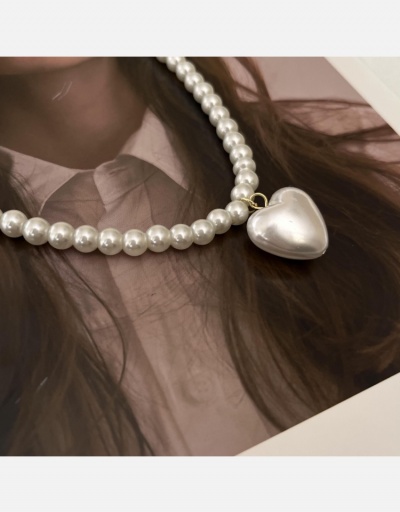 Replica  Heart Faux Pearl Sweet Pendant Necklace #800556 $7.48 USD for Wholesale