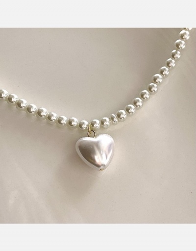 Replica  Heart Faux Pearl Sweet Pendant Necklace #800556 $7.48 USD for Wholesale