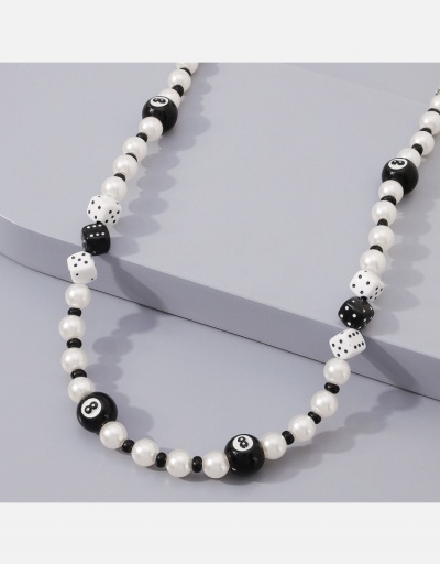 Replica  Contrast Color Letter Faux Pearl Hip-Hop Necklace #800557 $5.35 USD for Wholesale