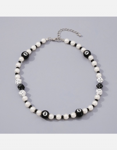 Replica  Contrast Color Letter Faux Pearl Hip-Hop Necklace #800557 $5.35 USD for Wholesale