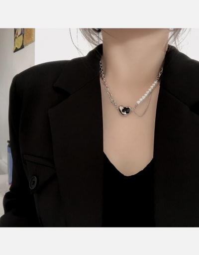 Replica  Heart Chain Faux Pearl Personality Cool Necklace #800569 $6.38 USD for Wholesale