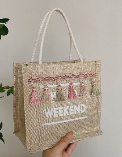 Replica Large Capacity Tassel Fashion Tote Bag #800575 $7.14 USD for Wholesale