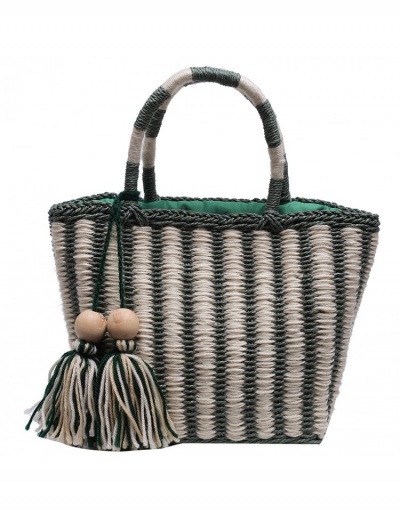 Replica  Summer Contrast Color Weave Women's Large Capacity Bag #800600 $31.56 USD for Wholesale