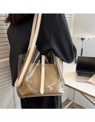 Replica  Versatile Contrast Color PVC Transparent Tote Bags #800609 $22.43 USD for Wholesale