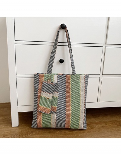 Replica Korean Fashion Striped Color Block  Casual Tote Bag #800619 $9.75 USD for Wholesale